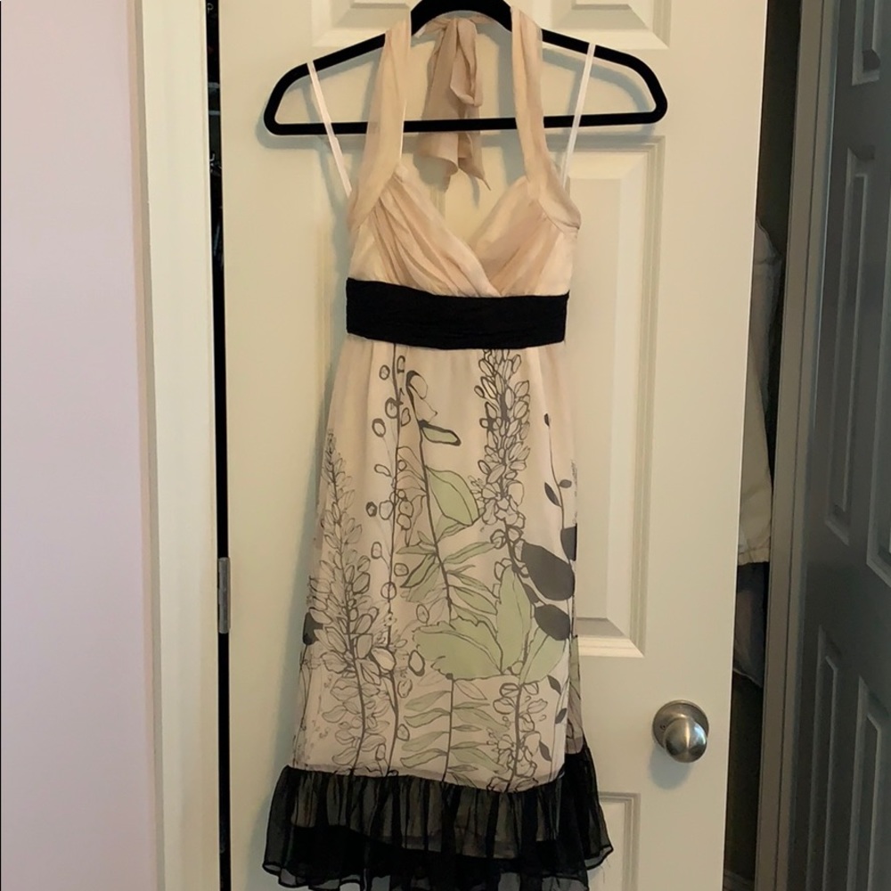 BCBG silk floral halter dress